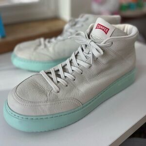 Camper White and Mint Leather Sneakers